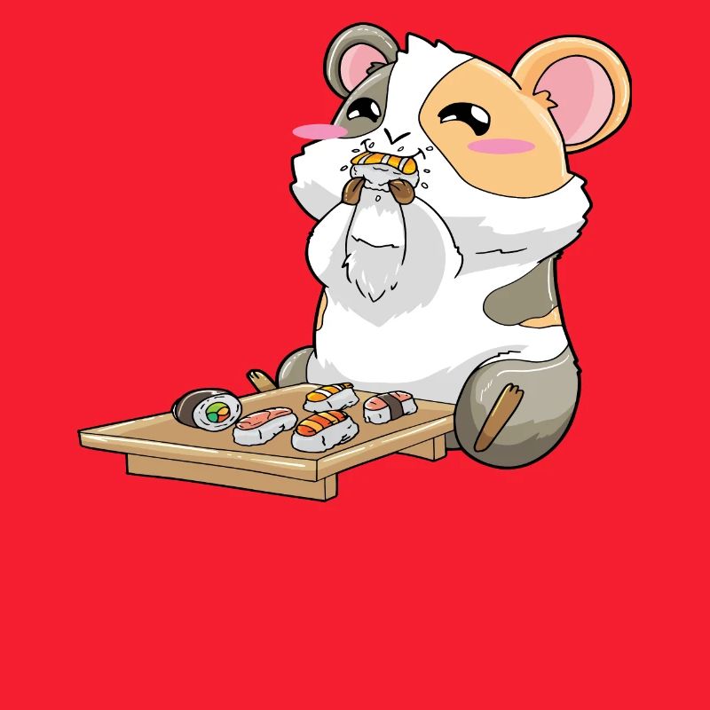 Drôle de cochon d’Inde mangeant des sushis