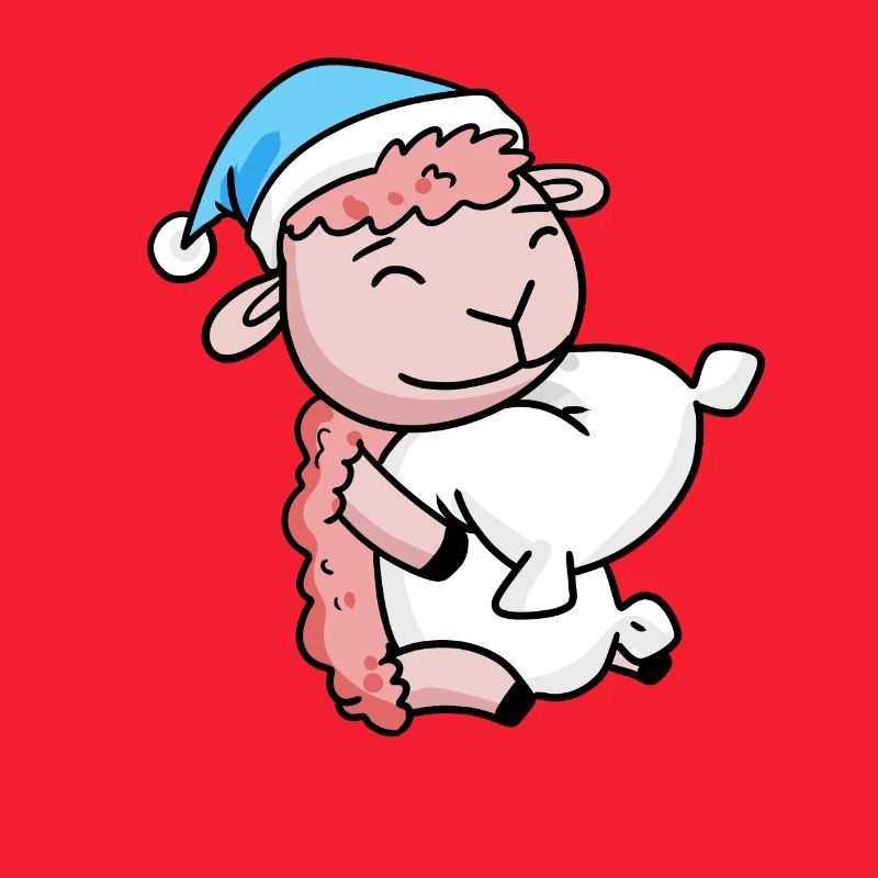 Sheep with pillow and sleeping cap