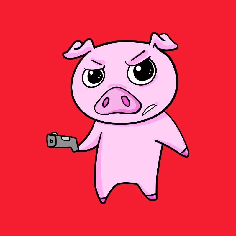 Pig with pistol