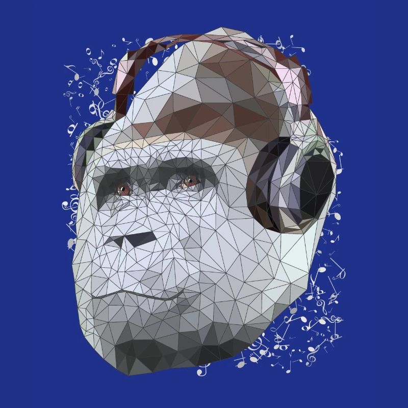 Gorilla mit Kopfhörern Low Poly Pop Art Kunst