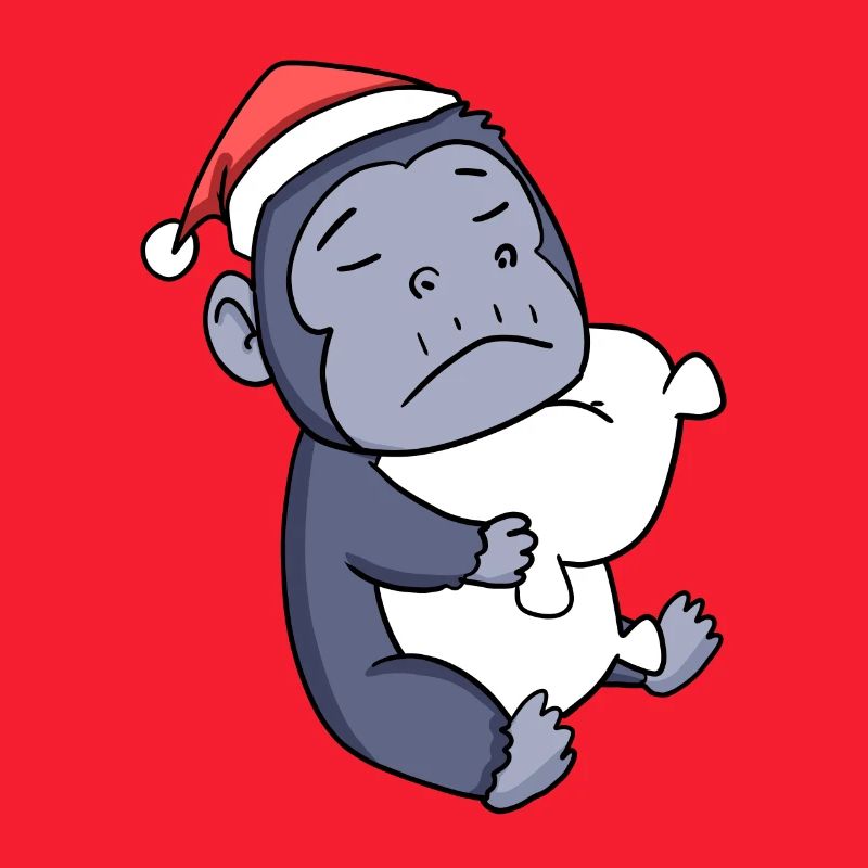 Monkey Cute Tired Christmas