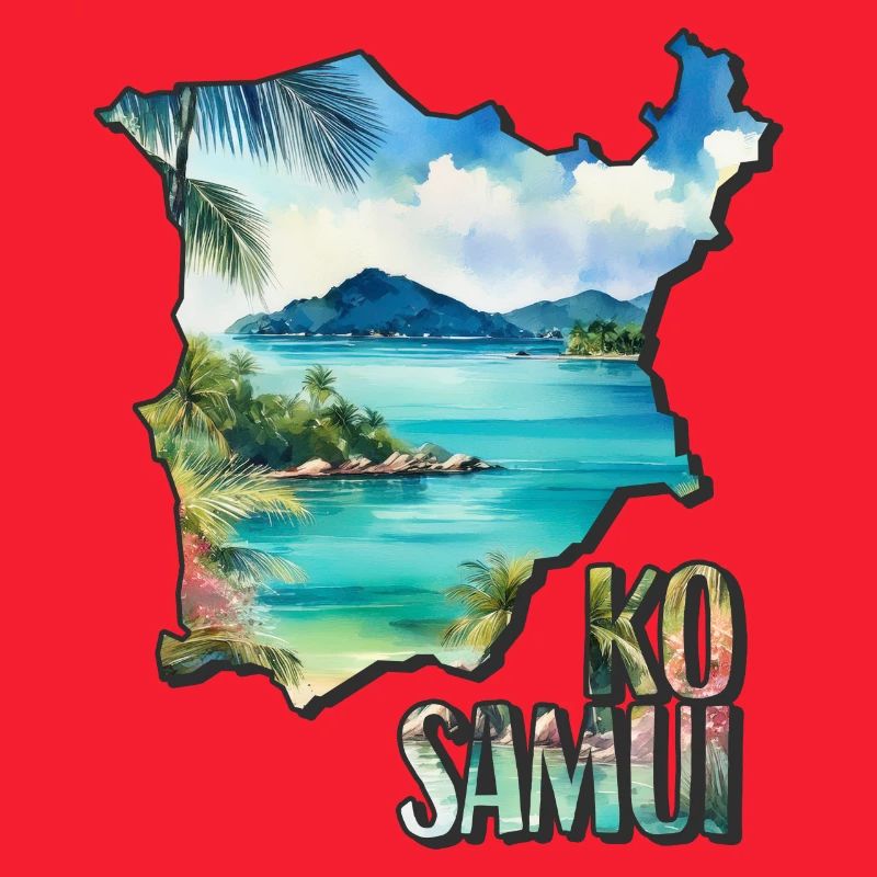 Watercolor Map Ko Samui