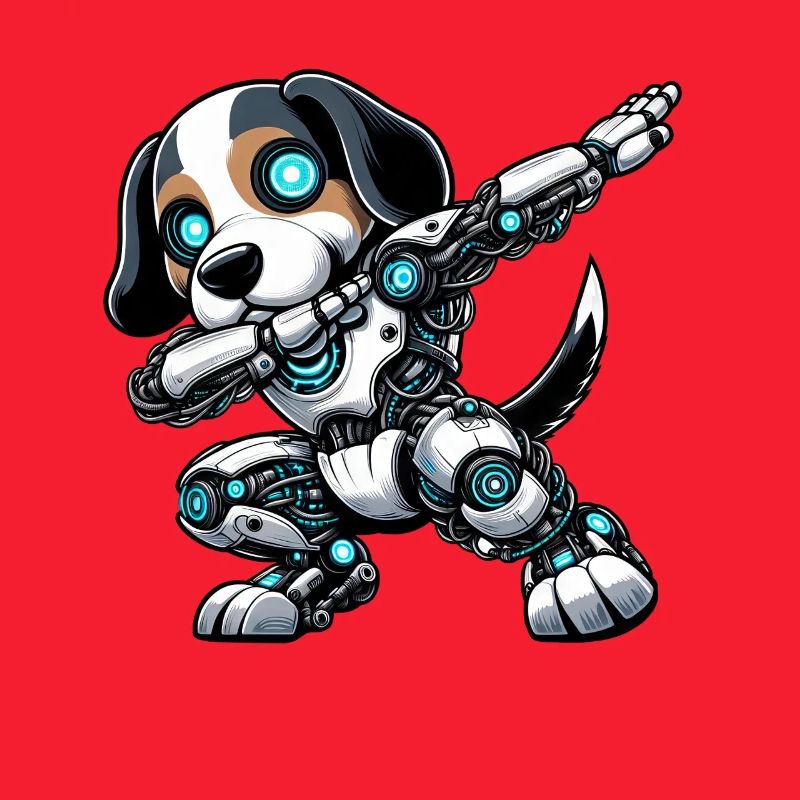 Cool Beagle Robot Astronaut Dabbing Cartoon
