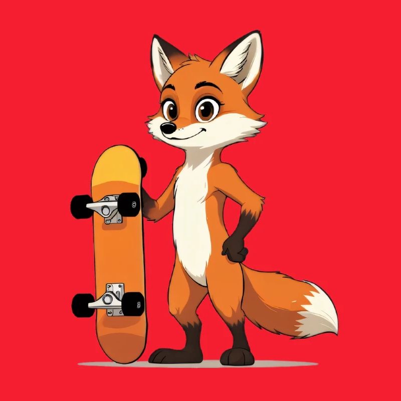 Waldfuchs mit Skateboard Motiv