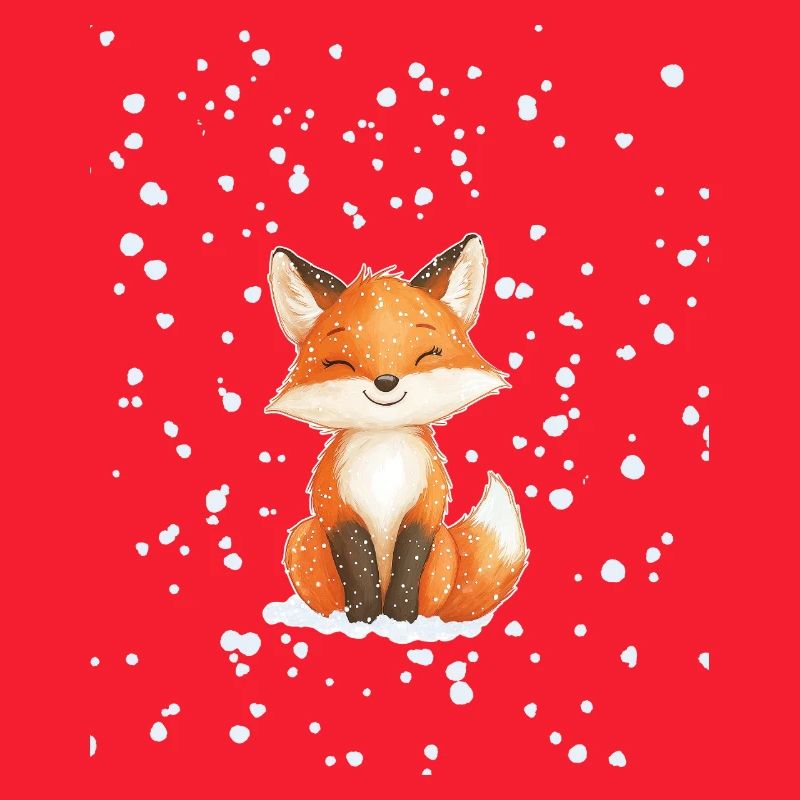 Fuchs mit Schneeflocken