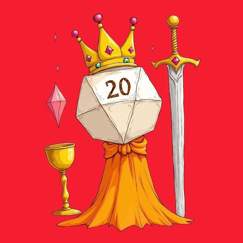 D20 Queen – Cube avec épée, robe et bocal