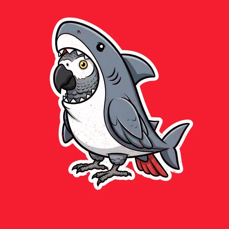 Requin gris perroquet dessin animé