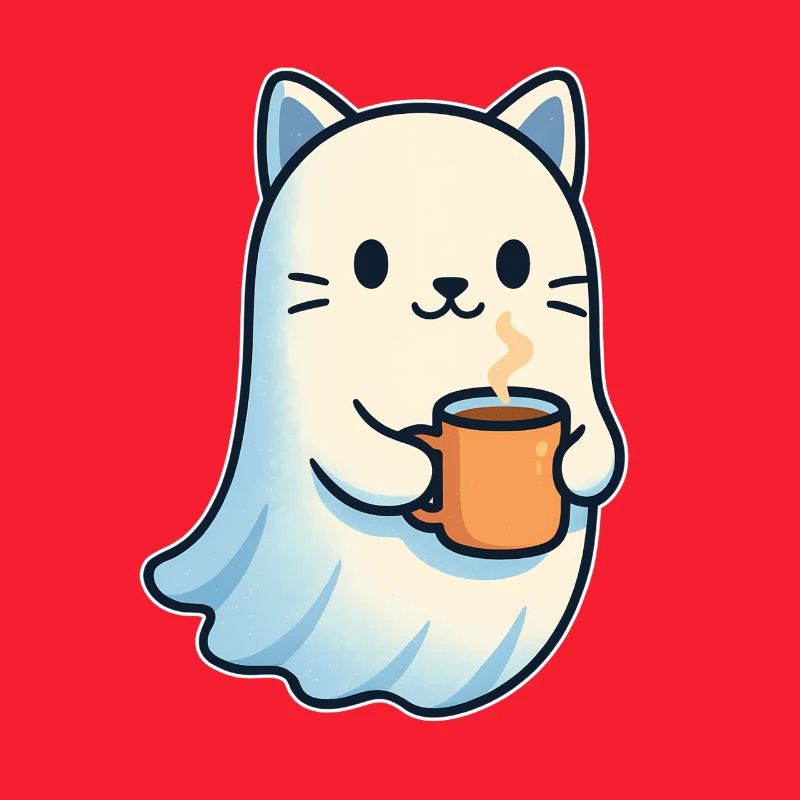 Kaffeegeist Katze mit Becher
