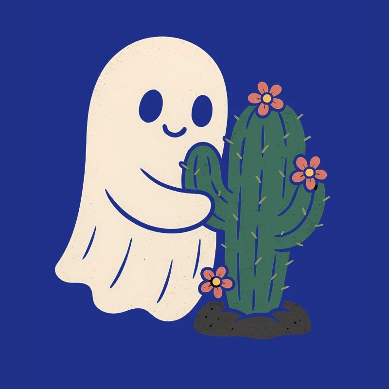 Fantôme étreignant les fleurs de cactus