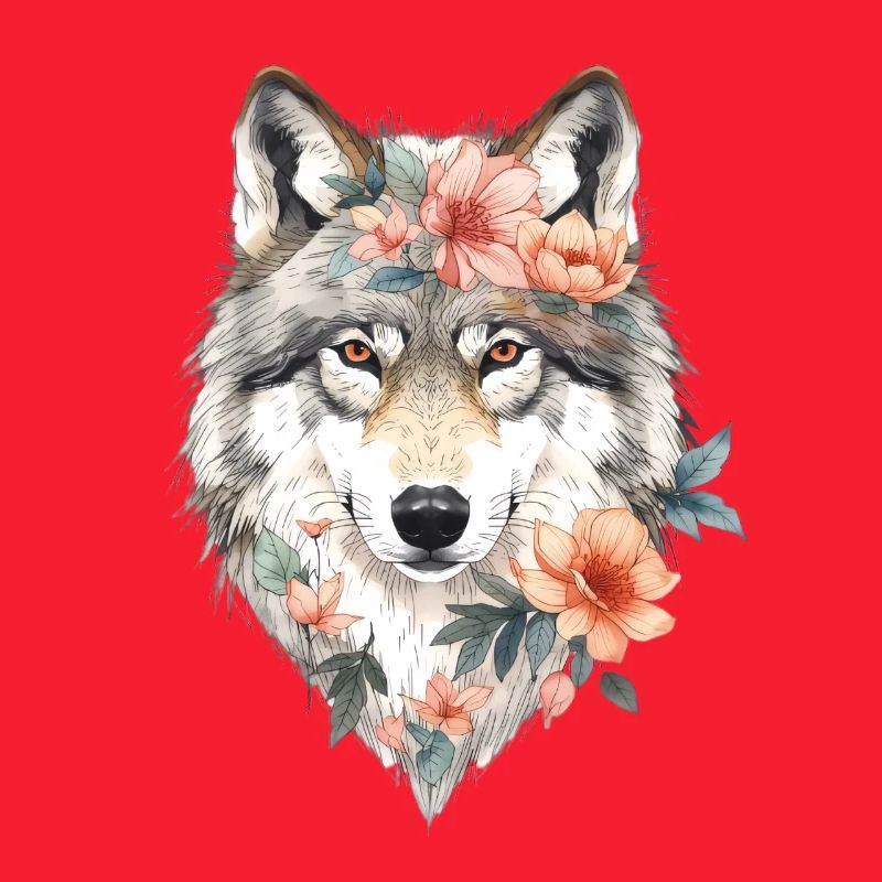 Flower Wolf Portrait