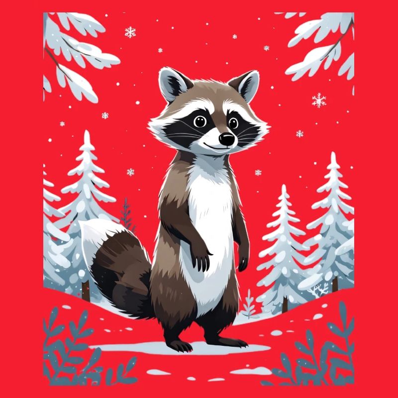 Winterlicher Waschbär im Wald