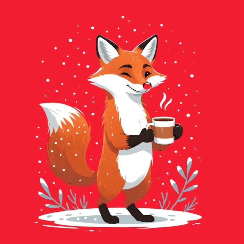 Fuchs mit Kaffee im Winter