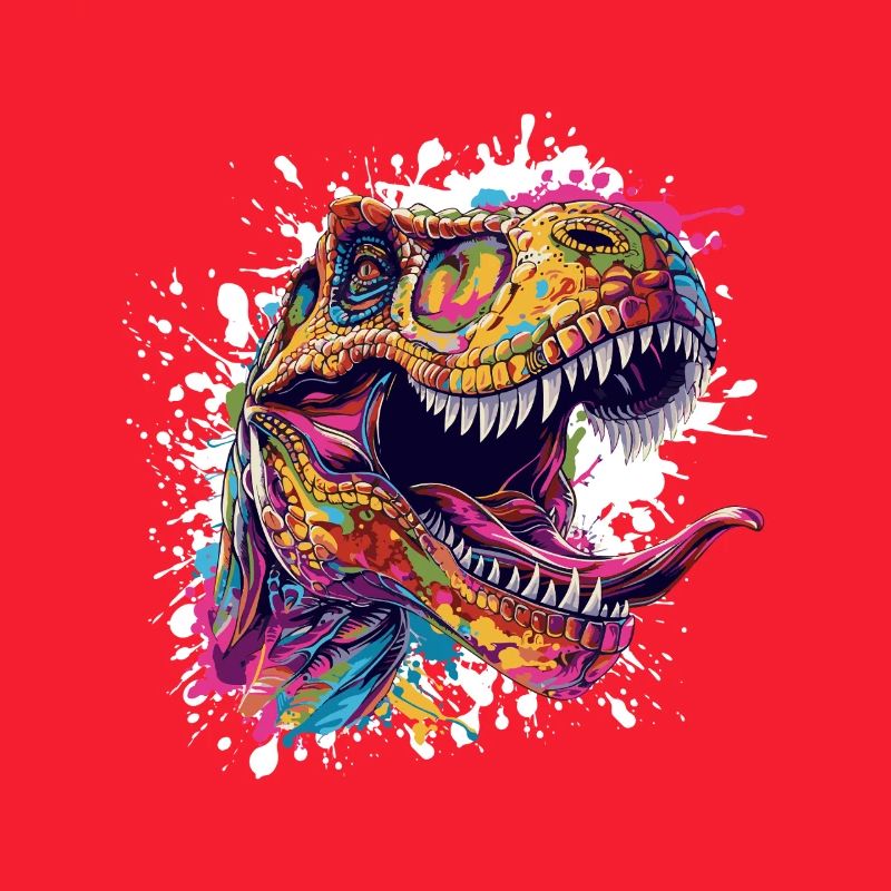 Éclaboussure de tête T-Rex colorée