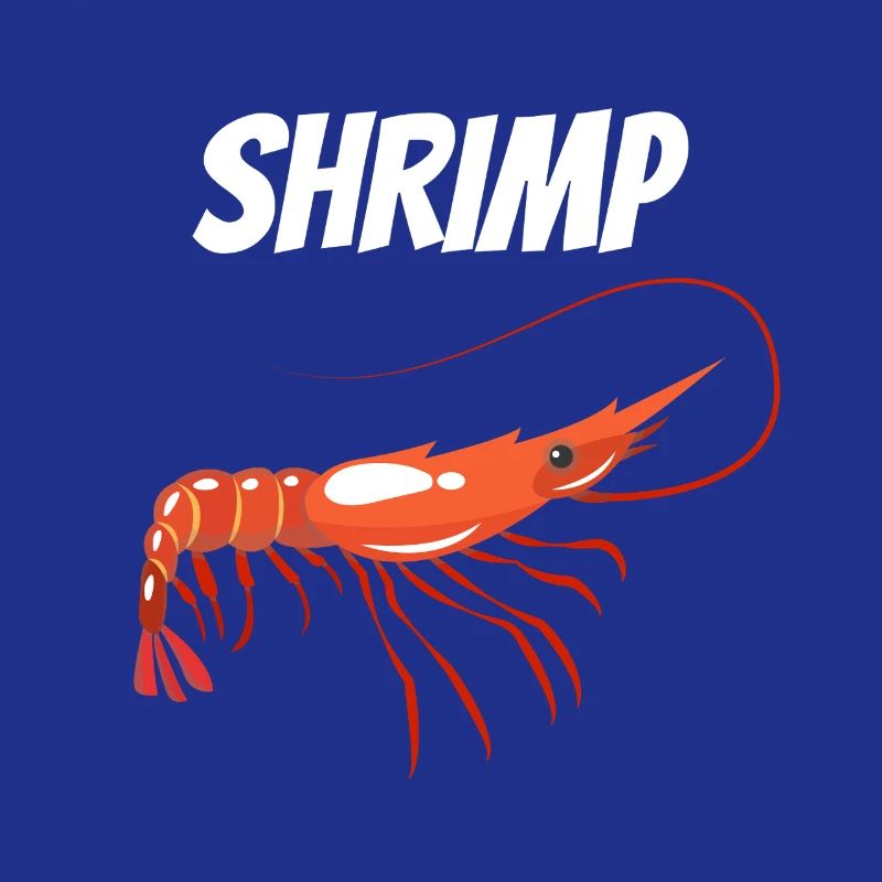 Bold Shrimp Illustration with SHRIMP Text Prawn