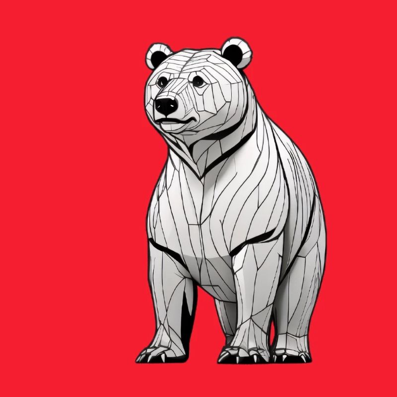 Geometric Bear Line Art