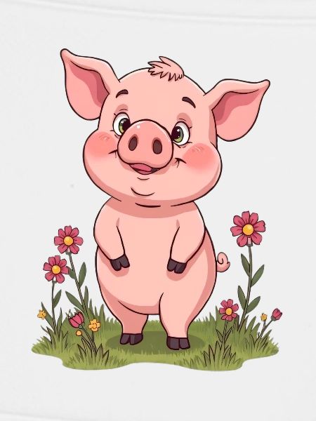 Kuscheliges Schweinchen im Blumengarten