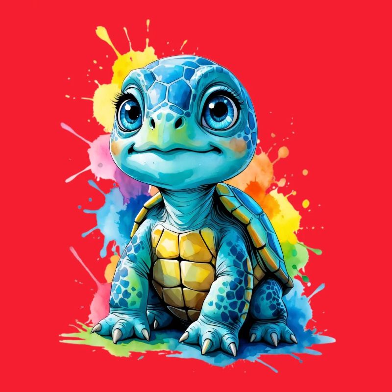 Bunte Schildkröte mit Farbspritzern