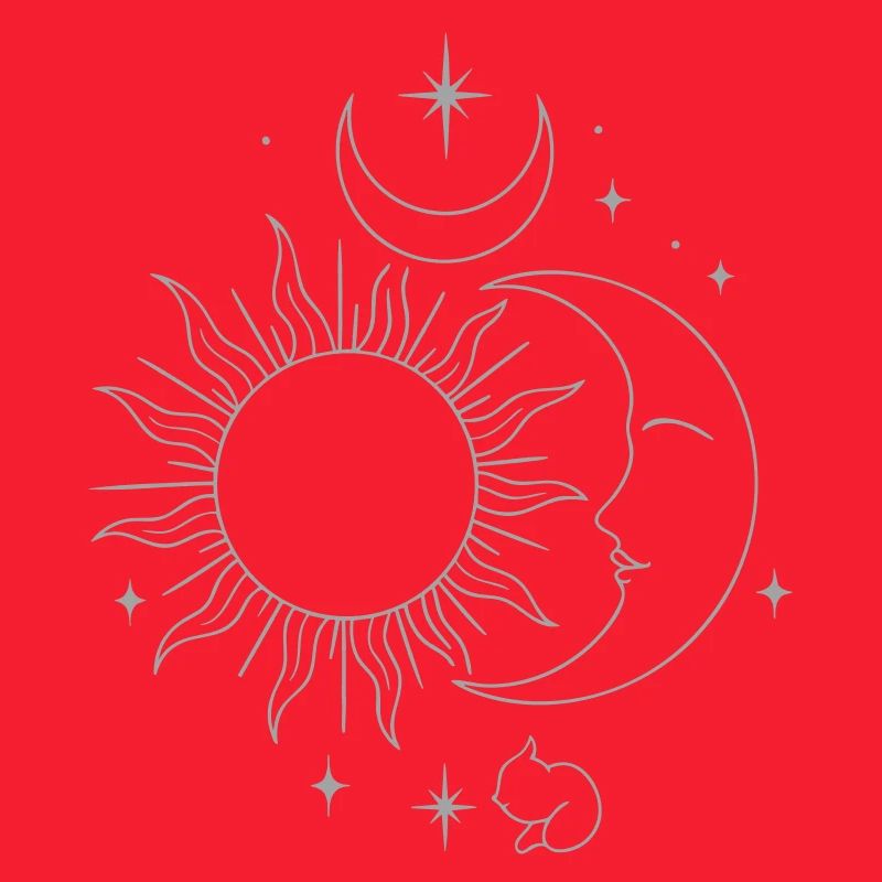 Celestial Sun & Moon Line Art