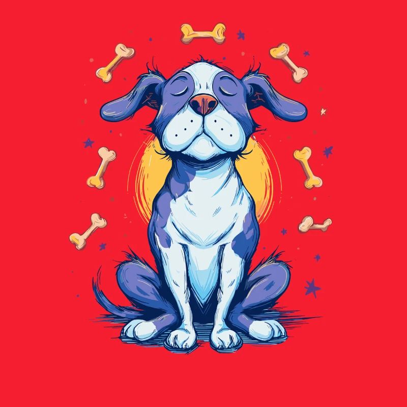Fröhlicher Blauhund mit Knochen