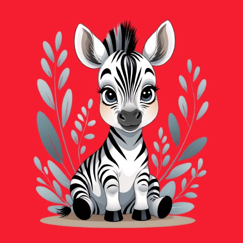 Zebra Baby in Leaf Frame
