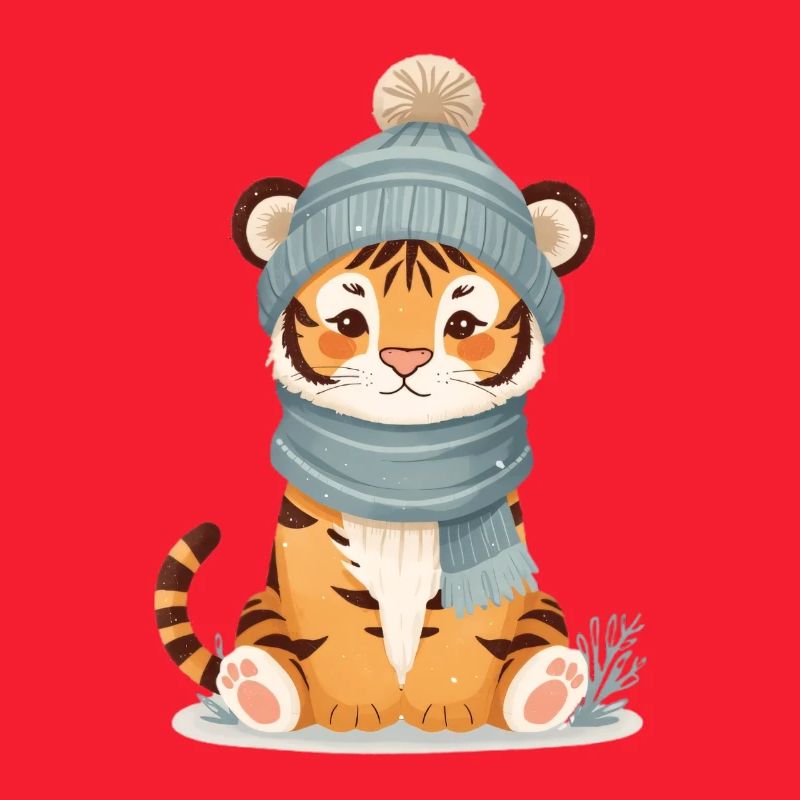Winter tiger with cap