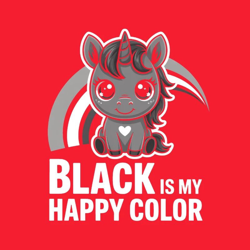 Le noir est ma licorne de couleur joyeuse