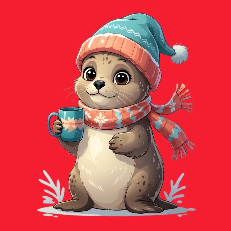 Loutre d’hiver avec coupe et écharpe