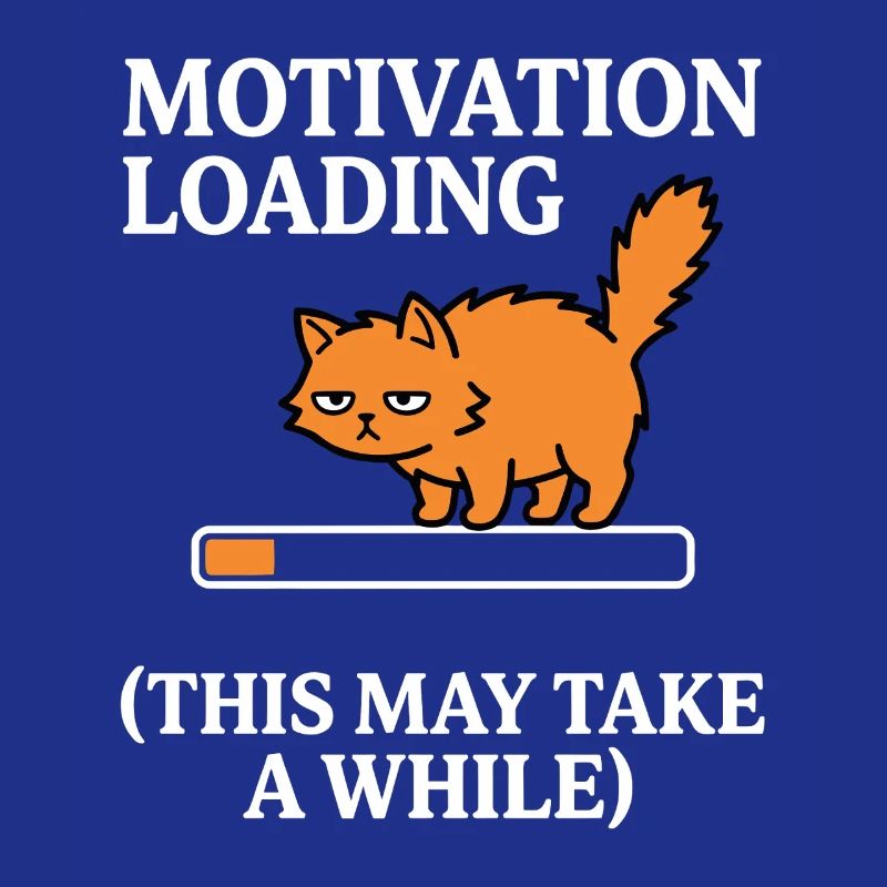 Motivation Loading Tired Cat with Loading Bar