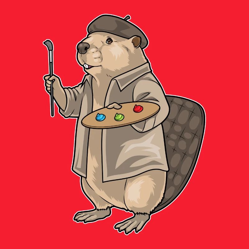 Beaver Painter Brush Painting