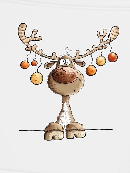 Niedliches Rentier mit Weihnachtskugeln