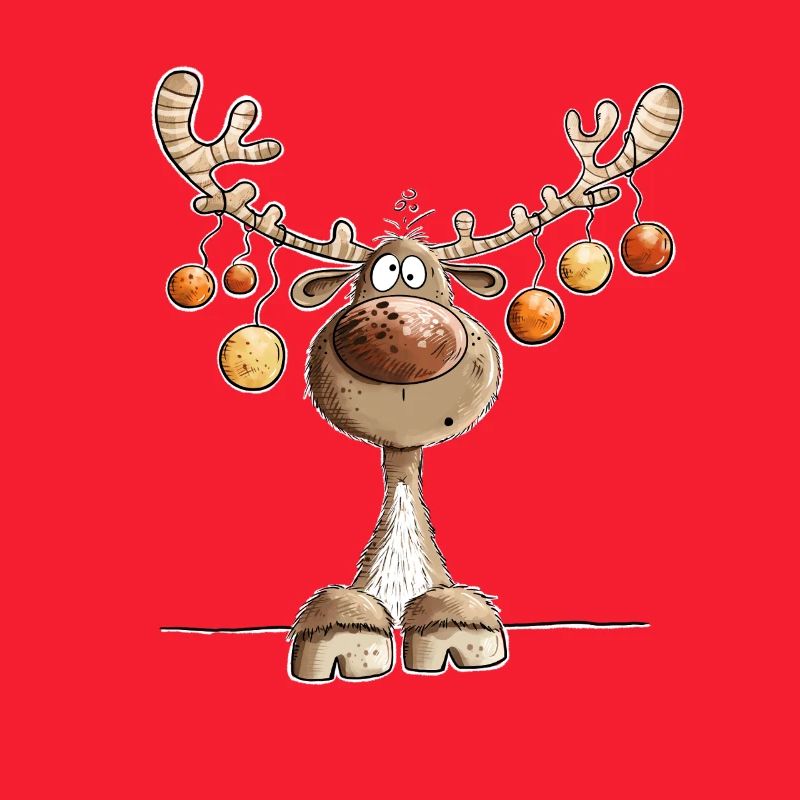 Niedliches Rentier mit Weihnachtskugeln