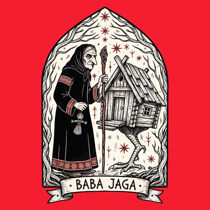 Baba Yaga Dark Slavic Witch Folk Art