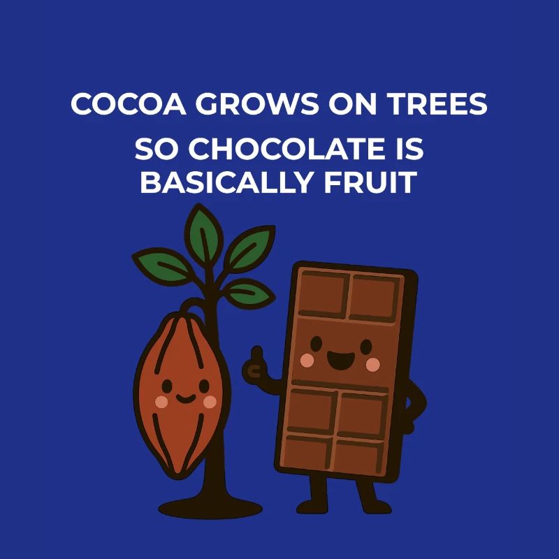 Cocoa grows on trees – so chocolate is fruit