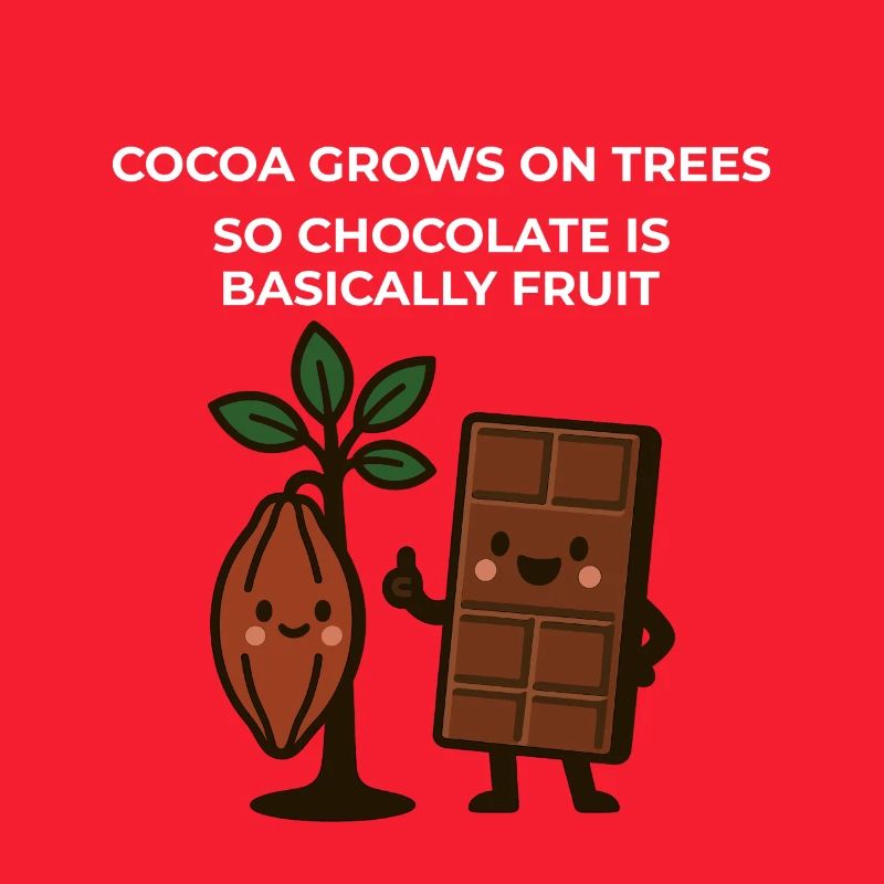 Cocoa grows on trees – so chocolate is fruit