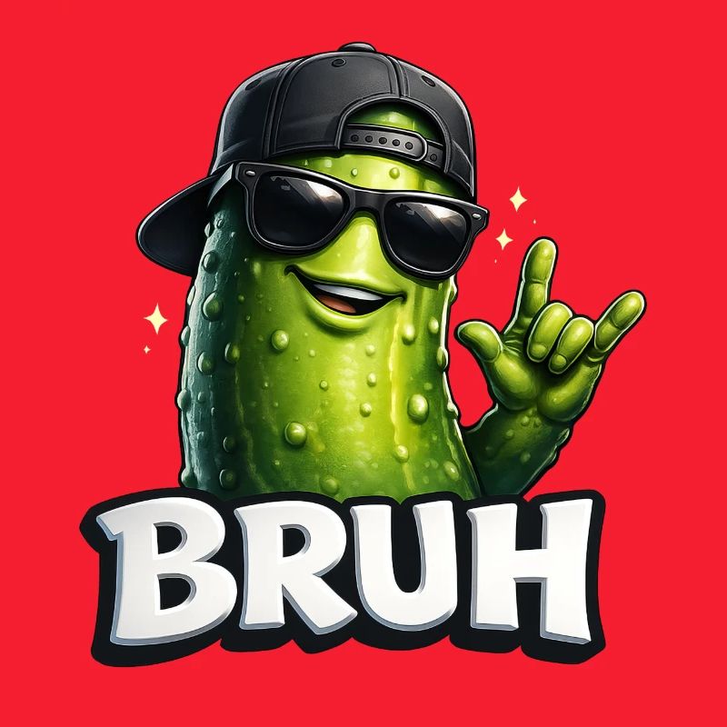 Concombre Meme BRUH avec des lunettes de soleil