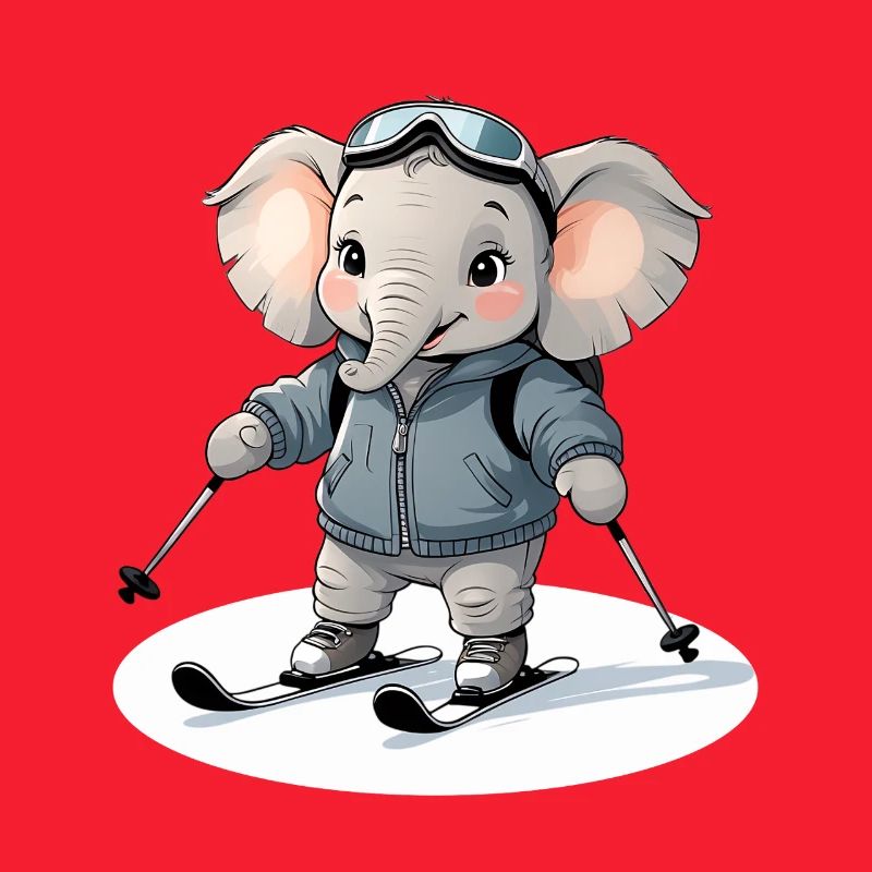 Skiing Elephant Pullover Hoodie