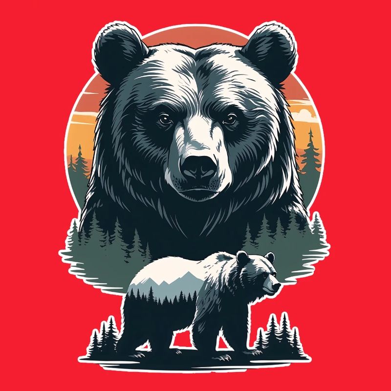 Forest bear at sunset