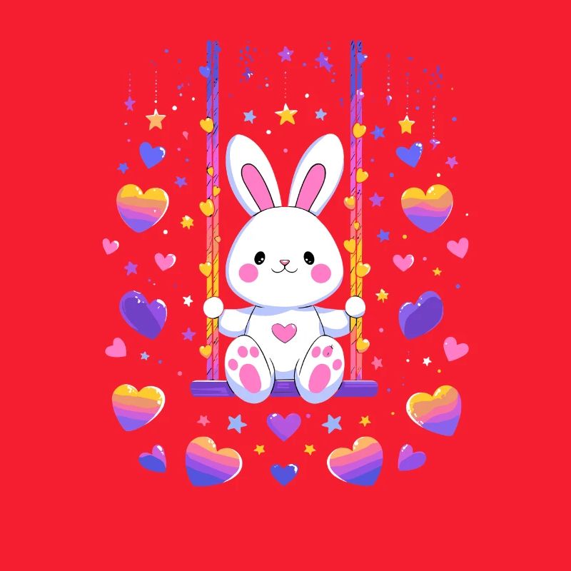 Swing de lapin avec des cœurs