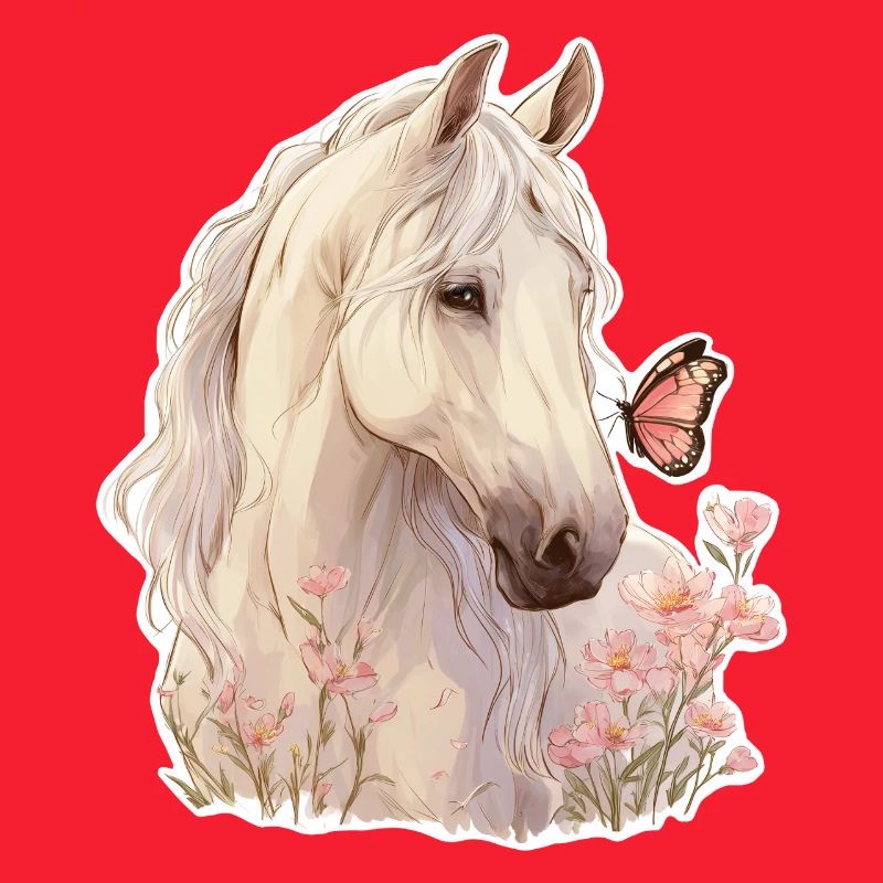 Pferd mit Schmetterling
