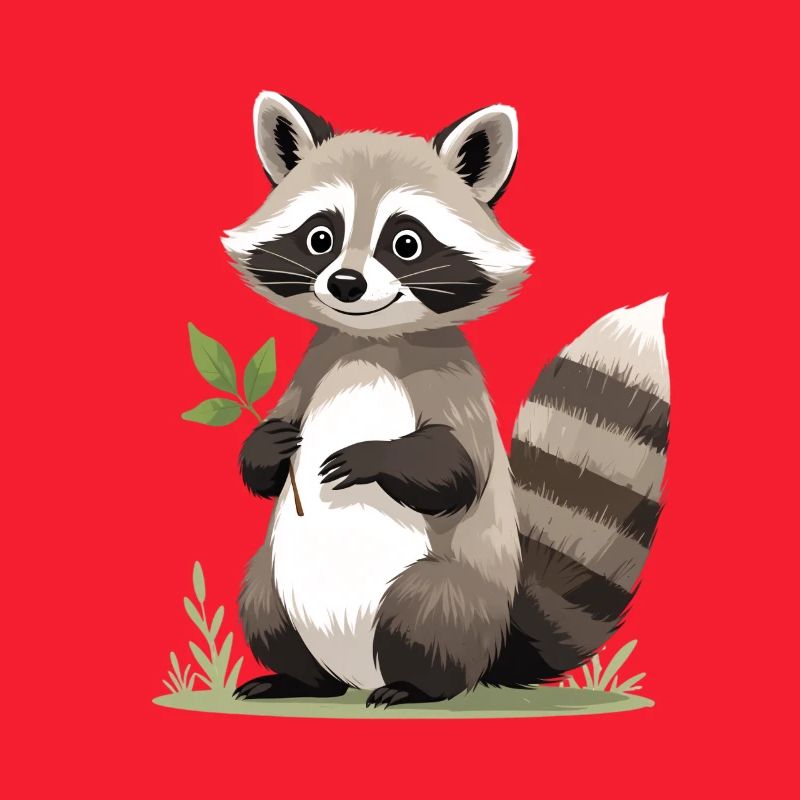 Waschbär mit Blatt