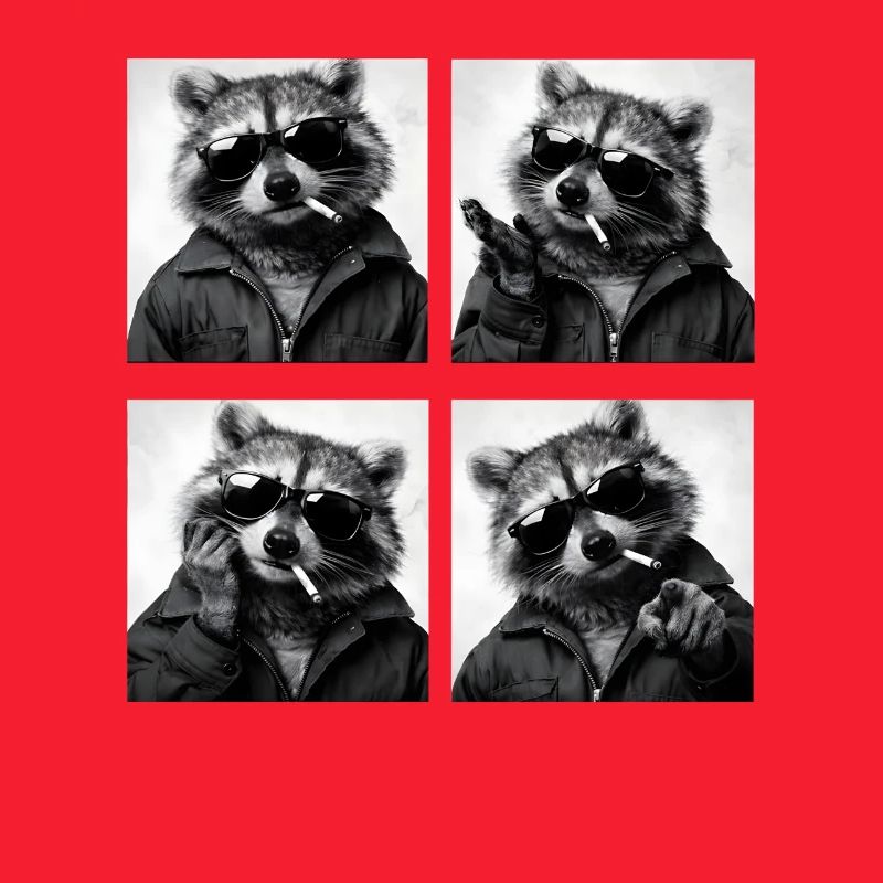 Waschbär Noir Vierfach: Sonnenbrille Zigarette