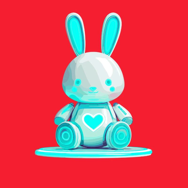 Glowing bunny robot with heart