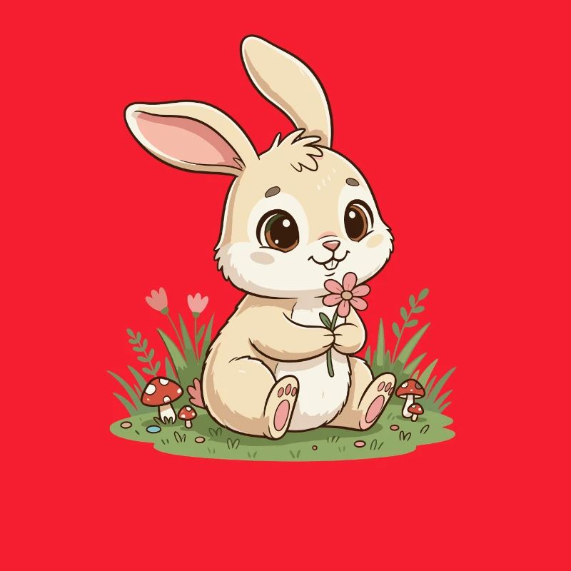 Lapin câlin avec une fleur