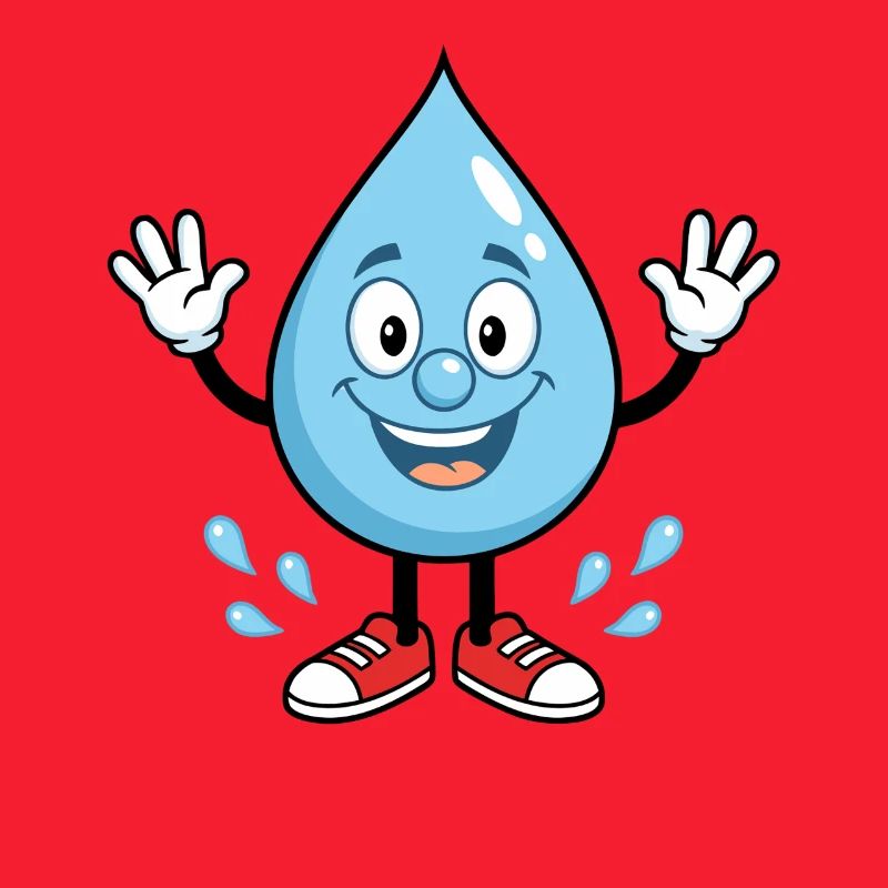 Drop d’eau heureuse avec des baskets