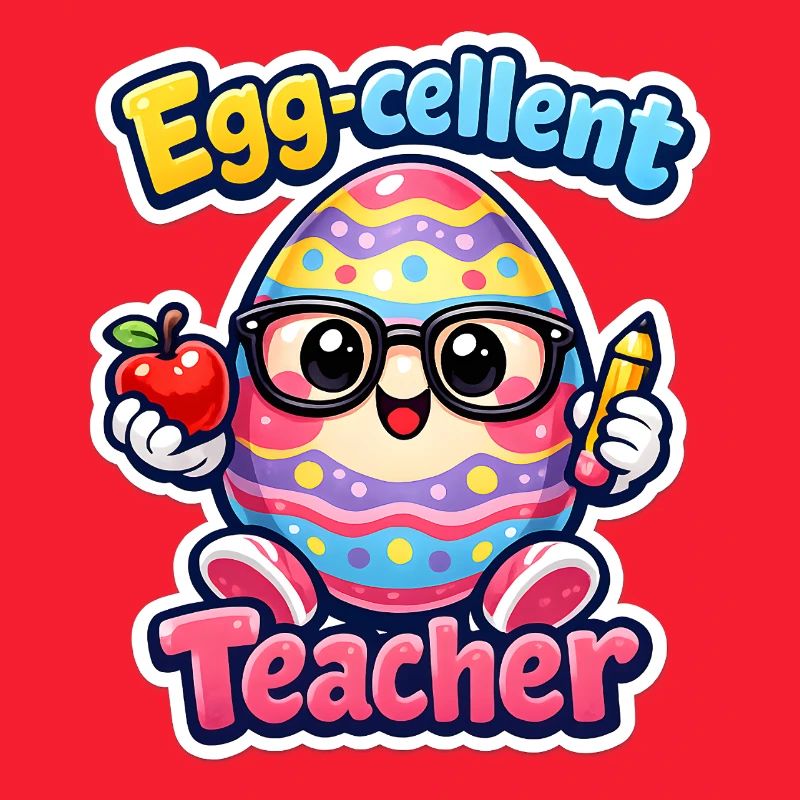 Eggcellent Teacher Cartoon Easter Egg