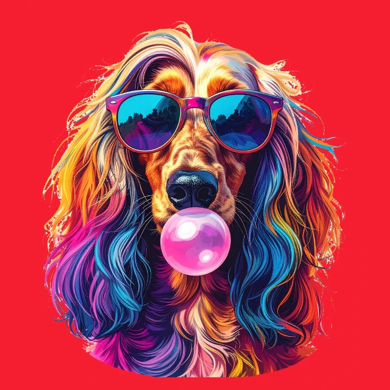 Pop-Art Afghanischer Windhund mit Bubblegum