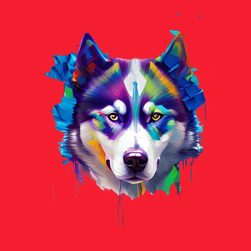 Sibirisches Husky-Hundeporträt Lebendiges Ölgemälde