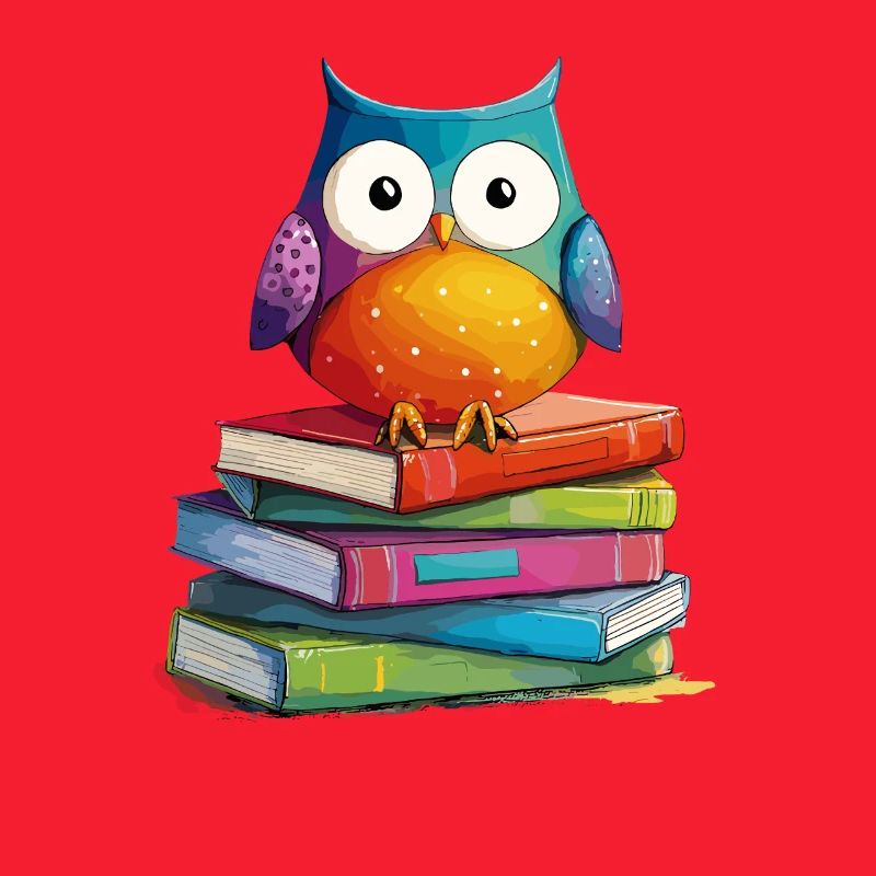 Bücherstapel Eule