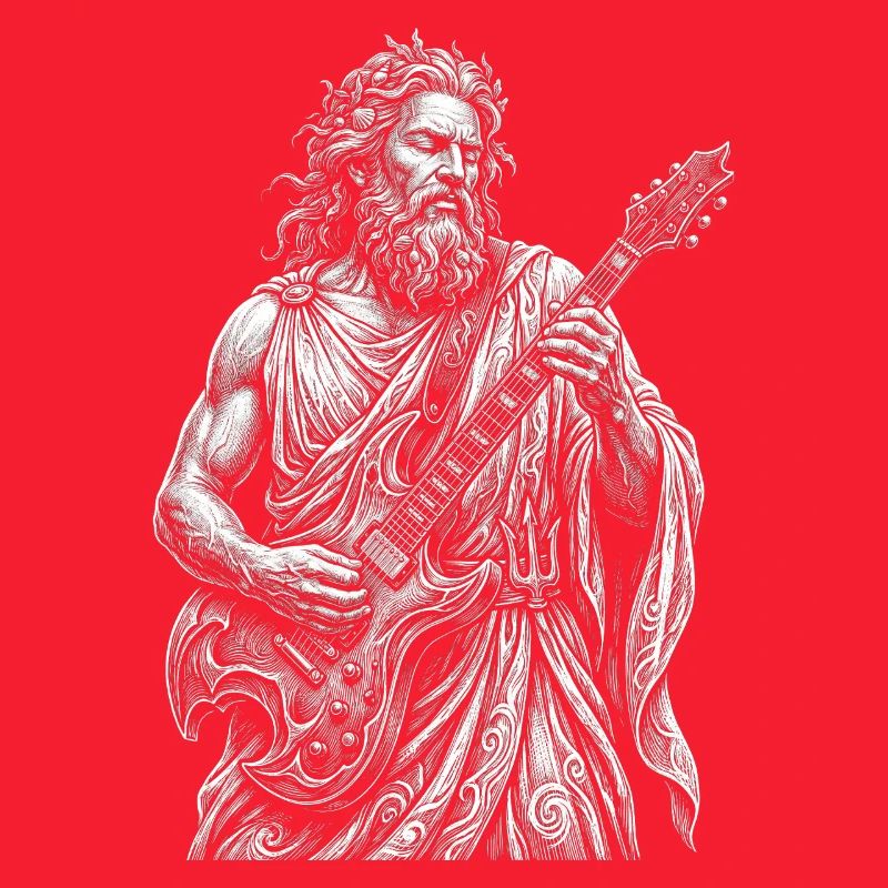 Poseidon plays guitar