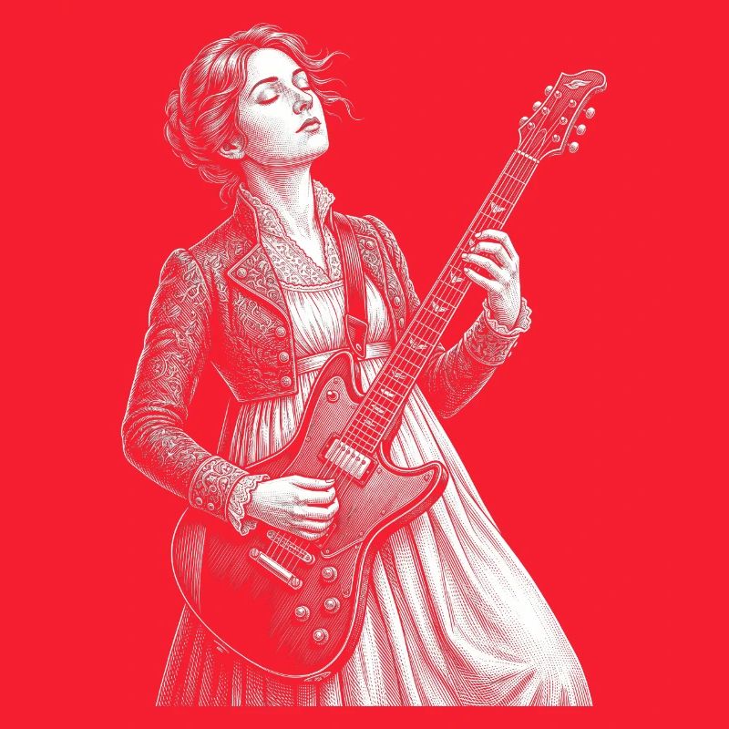 Jane Austen plays guitar